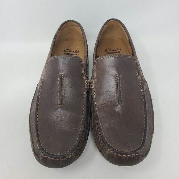 Clarks Brown Leather Driving Slip-On Loafers Men’s Size 9.5 M 61716 Moccasins main image 4